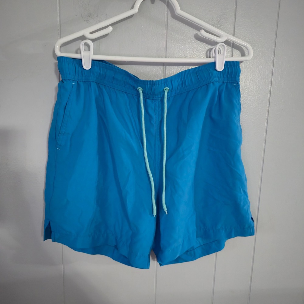 George Swim Trunks Mens Medium‎ Blue Elastic Waist Mesh Lined Drawstring